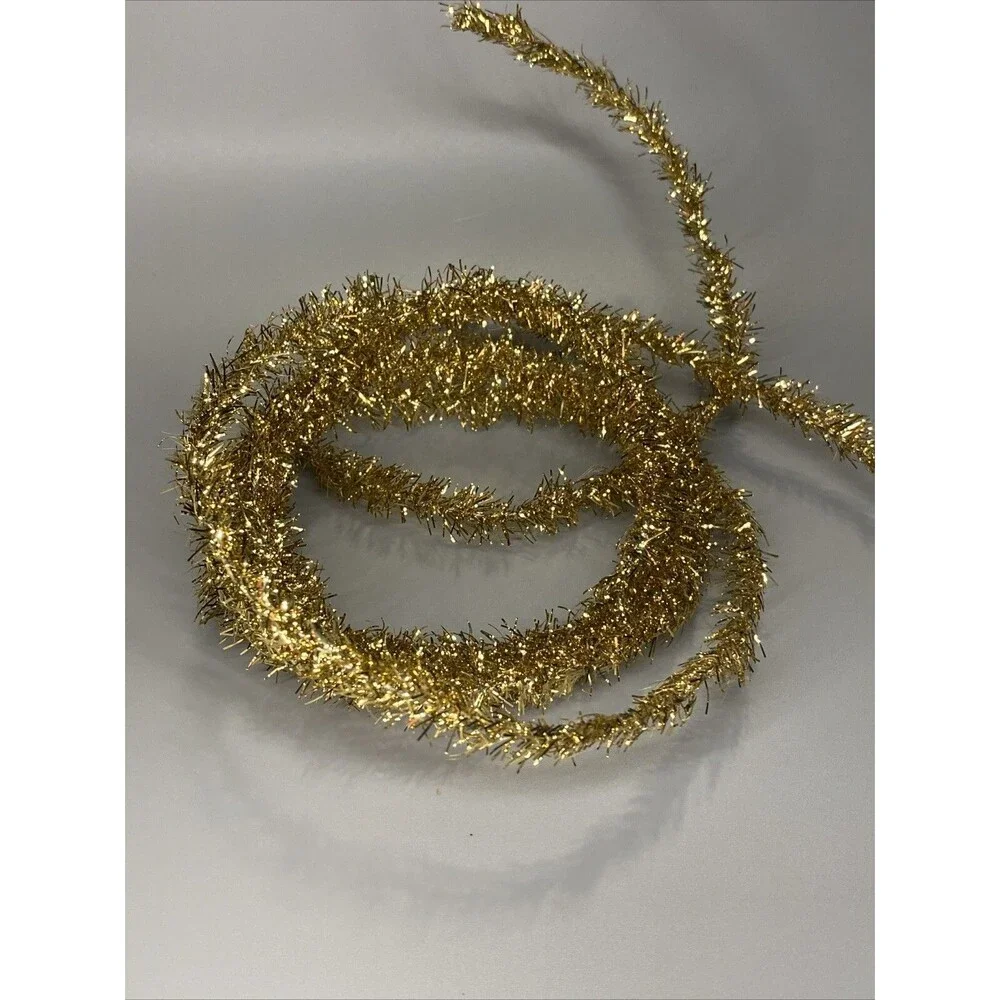Christmas Feather Tree Tinsel Garland Strand 6' Gold Holiday Tree
